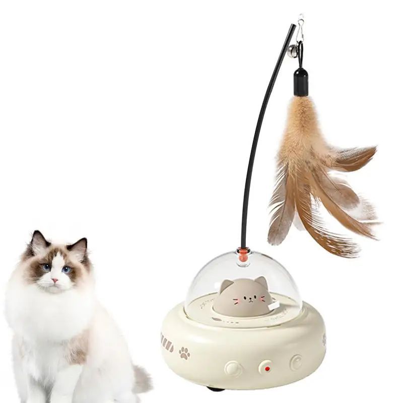 Rechargeable Electric Cat Teaser Wand Toy With Feather