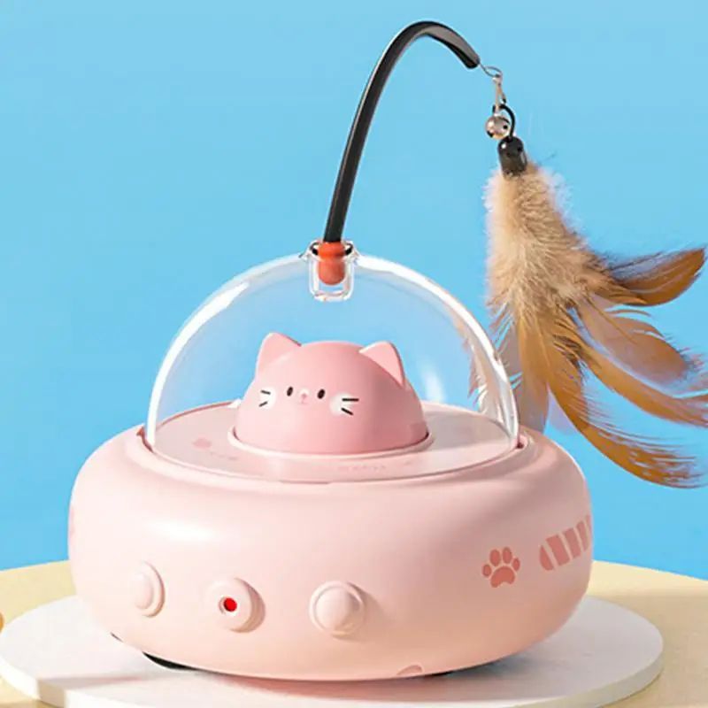 Rechargeable Electric Cat Teaser Wand Toy With Feather