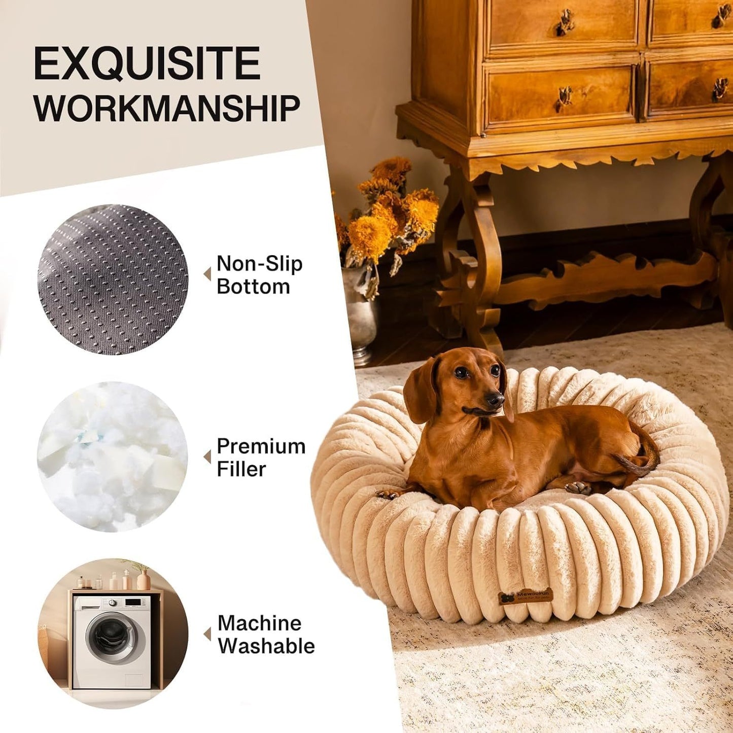 Washable Round Donut Cat Bed