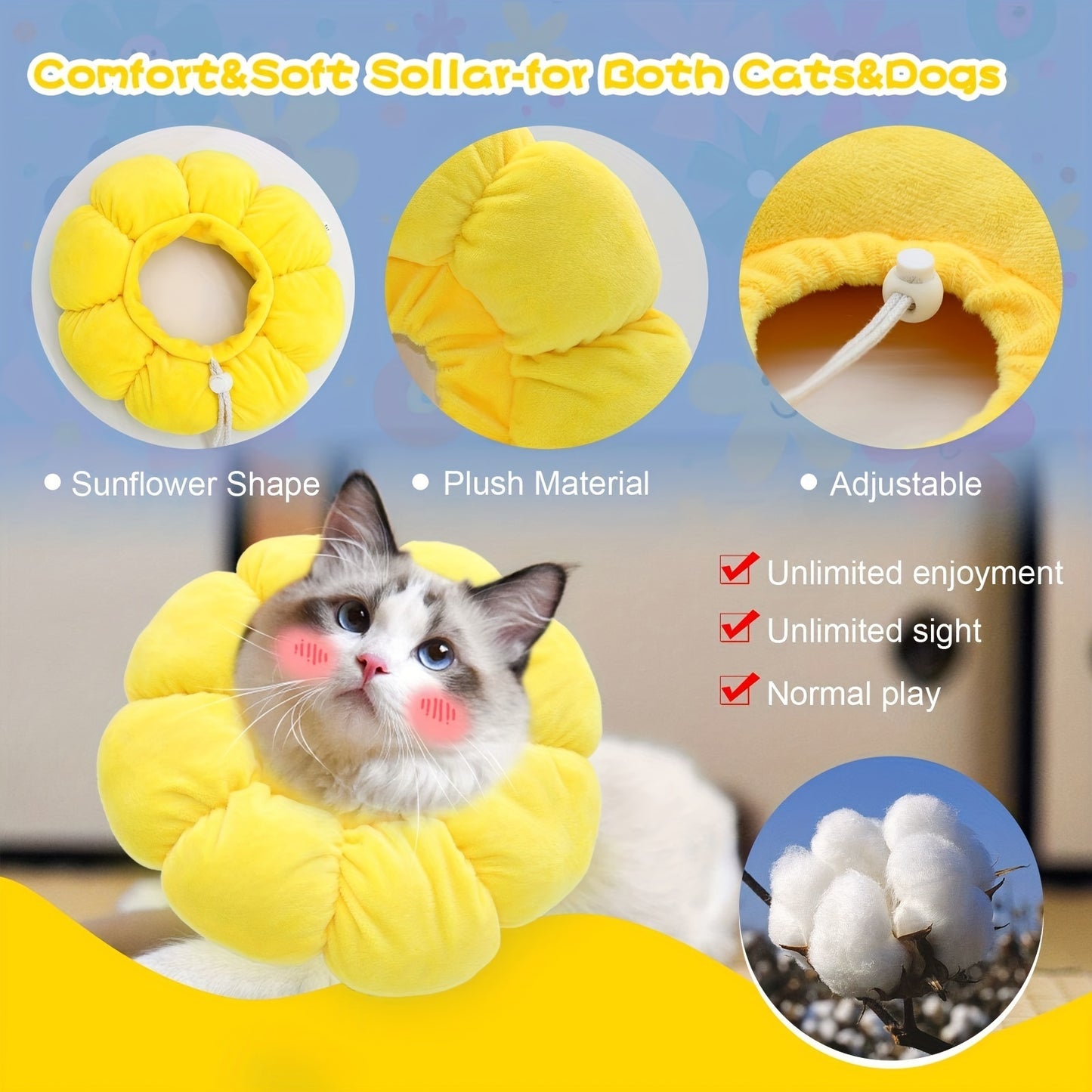 Cute Sunflower Pet Recovery Neck Collar