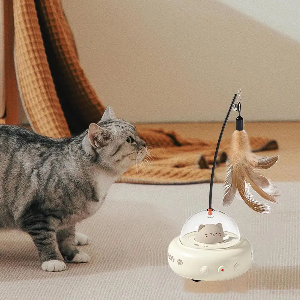 Rechargeable Electric Cat Teaser Wand Toy With Feather