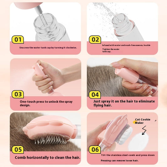 2-In-1 Self Grooming Hair Comb With Spray