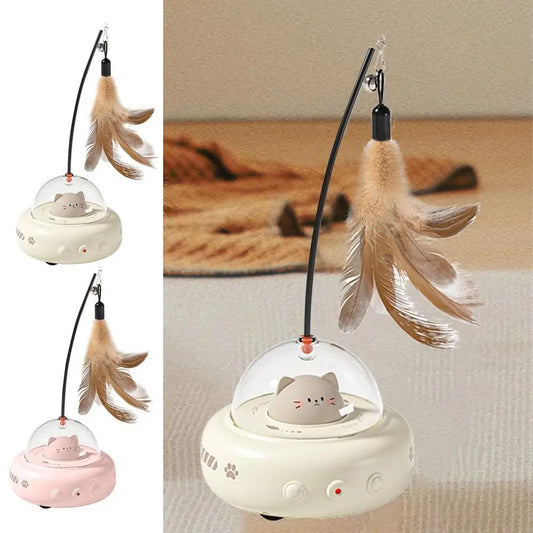 Rechargeable Electric Cat Teaser Wand Toy With Feather